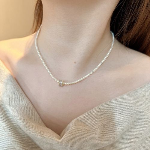 Retro pearl zirconia necklace