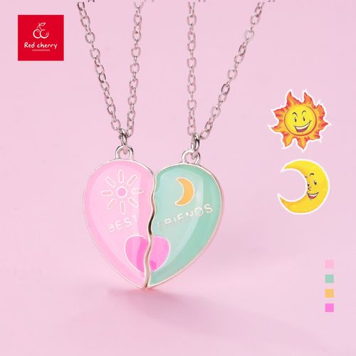 Cartoon children's necklace with sun and moon alloy oil drops