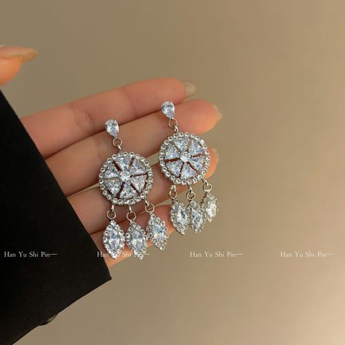 2025 new heavy-duty micro-inlaid zircon dreamcatcher ear studs