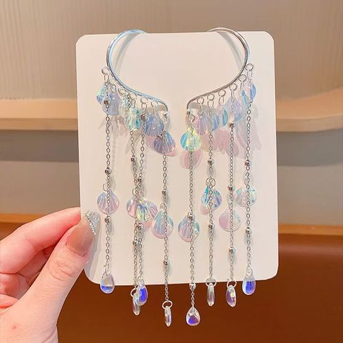 Children's bow tassel forehead chain, mermaid princess pearl tassel hair clip, girl mermaid ear pendant, girl