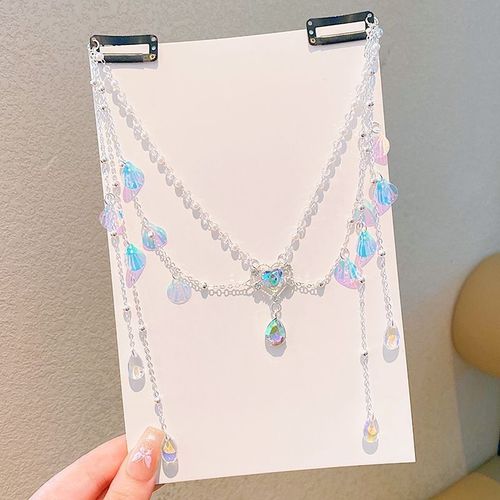 Children's bow tassel forehead chain, mermaid princess pearl tassel hair clip, girl mermaid ear pendant, girl