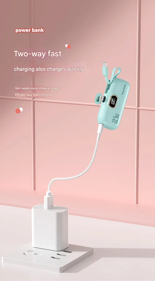 🌟🔥5000mAh Mini Portable Charger Power Bank for Phone--Color: White