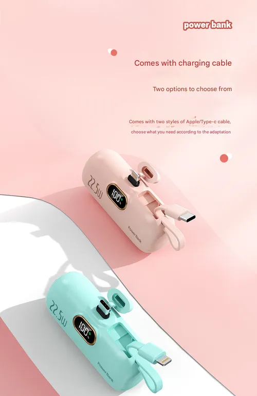 🌟🔥5000mAh Mini Portable Charger Power Bank for Phone--Color: White