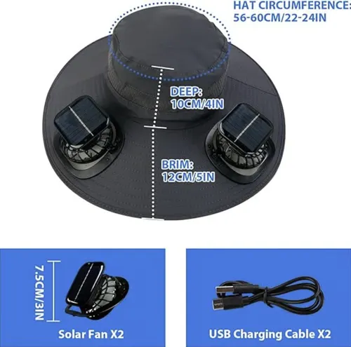 🏆 50K+ SOLD! 70% OFF – Almost Gone-⚡2025 New Ultralight Solar Fan Sun Hat – Lighter Than a Baseball!