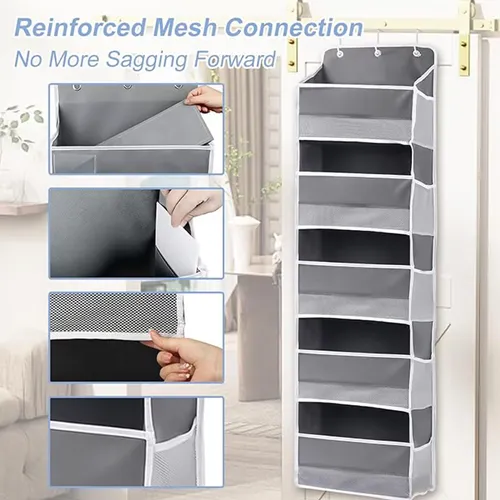 👍The Door Storage Organizer with 5 Pockets 10 Mesh Pockets