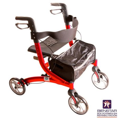 Andadera Rollator Aluminio Roja 4 Ruedas Euro.Style