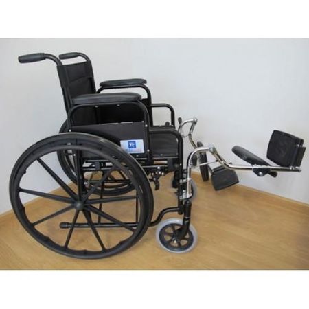 Silla De Ruedas De Acero Esmaltada De 45 Cm Negra Cañuela Elevapiernas Desmontables 120 Kg.