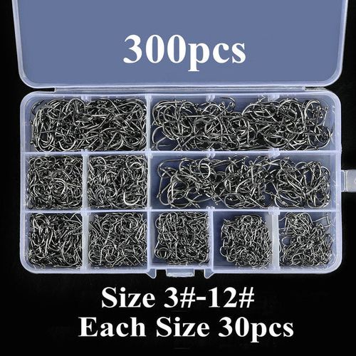 Aorace 300-600pcs/ Box High Carbon Steel Fishing Hooks Set Barbed Carp Fishhook For Soft Worm Lure Fly Fishing Hook Set