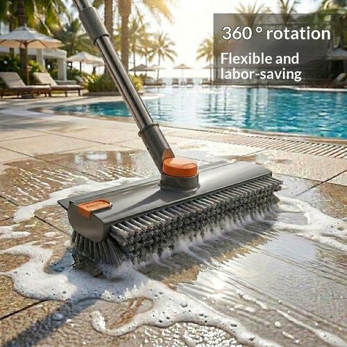 360 Rotating V-Shaped Plastic Floor Brush Metal Handle  Exclusive Bathroom Tile Grout Brush