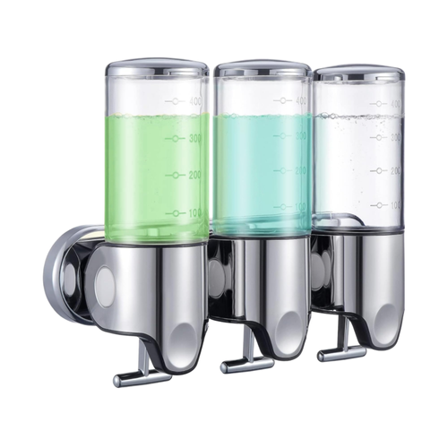 3 in 1 Chamber Wall Mounted Bathroom Shower Pump Dispenserand Organizer