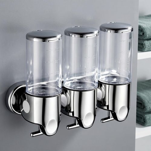 3 in 1 Chamber Wall Mounted Bathroom Shower Pump Dispenserand Organizer
