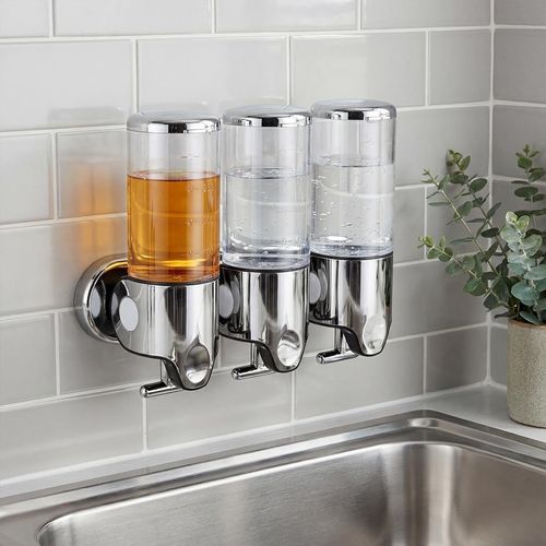 3 in 1 Chamber Wall Mounted Bathroom Shower Pump Dispenserand Organizer