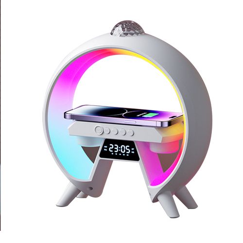Alto-falante de carregamento sem fio 4 em 1, luz RGB multifuncional
