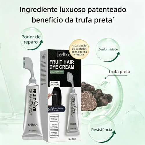 Creme de Coloração Capilar com Pente à Base de Frutas para Cobrir Cabelos Brancos – Creme de Tinta Sem Amônia para Homens e Mulheres, Pronto para Uso sem Necessidade de Misturar, Fórmula com Essência de Frutas de Longa Duração que Não Mancha, 80ml