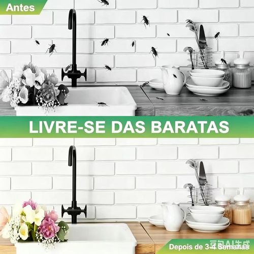 12 comprimidos naturais para afastar baratas. Eficácia duradoura no combate a baratas. Ideal para uso em residências, cozinhas, banheiros, armários, garagens e áreas de armazenamento.
