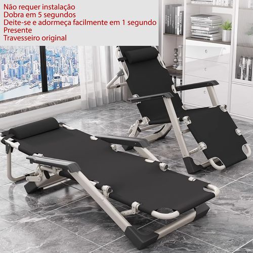 Cadeira reclinável dobrável | Posição ajustável | Cama portátil   Para cochilos no escritório, terraços, camping e praias