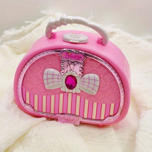 A princess makeup toy set with a 3-tier washable makeup case - pink and colorful fun design, includes brushes, lipstick, and costume play, perfect for birthday parties, Halloween, Christmas gifts, girls' makeup, fun design, and durable construction