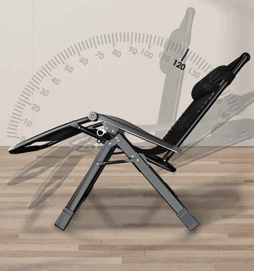 Folding Lazy Chair Black Office Recliner Single Person Foldable Chair Portable Backrest Zero Gravity Reinforced