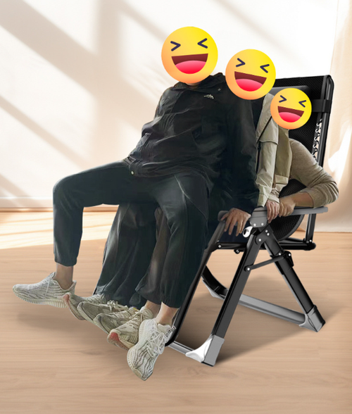 Folding Lazy Chair Black Office Recliner Single Person Foldable Chair Portable Backrest Zero Gravity Reinforced