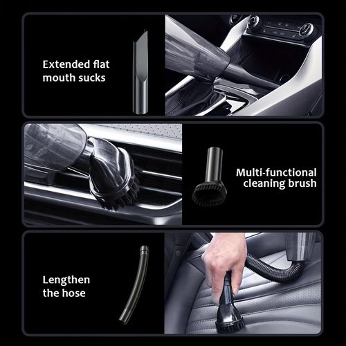 Car vacuum cleaner with five matching accessories for car interior, home and pet cleaning.