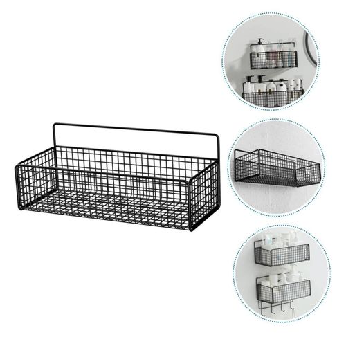 Alipis Hanging Shower Organizer Basket No Drilling Wall Mounted Storage Rack for Bathroom Essentials and Shower Shelf for Shampoo and Spice Bottles Mesh Design