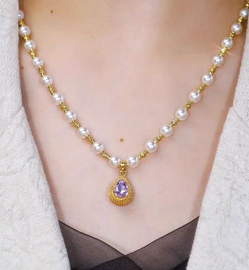 New purple zircon drop necklace women's light luxury sense of luxury versatile durian pendant fashion simple clavicle chain