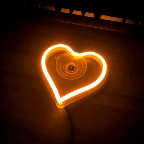 Wiring-free car triangular window luminous LED interior decoration love atmosphere light battery model modified neon window