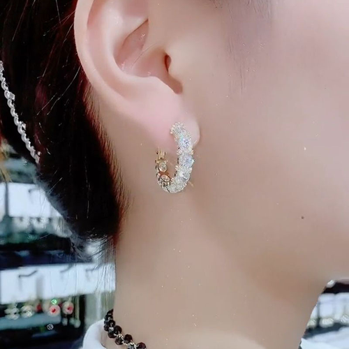 Light luxury, full of diamond zircon earrings, niche design, high-end sense of design, exquisite stud earrings, exquisite super flash earrings
