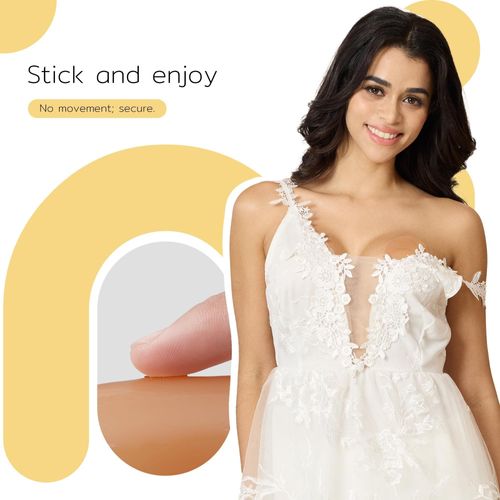 Nipple Stickers, Reusable Adhesive Silicone Latex Bra Women's Nipple Patches with Travel Case