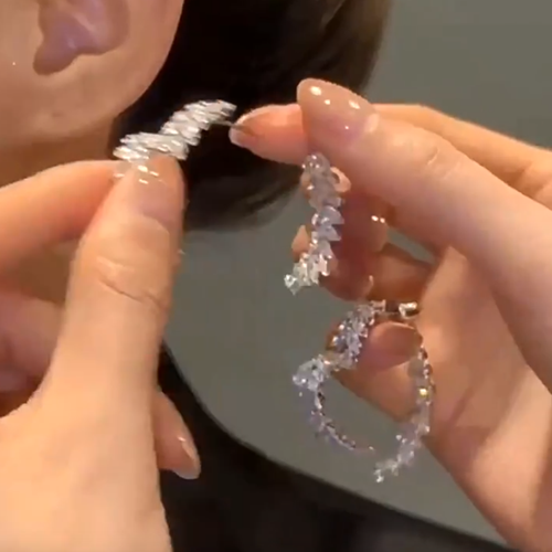 Finetoo Fashion Zircon Wheat Heart Earrings Delicate Crystal Drop Earrings for Women