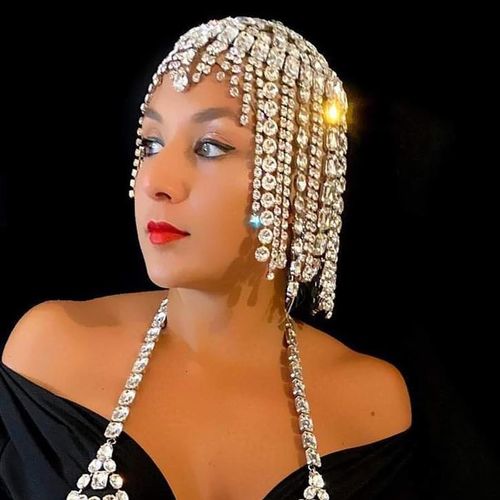 Fashion big drill headwear European and American personality exaggerated rhinestone hair ornament hair chain women's accessories Hair band