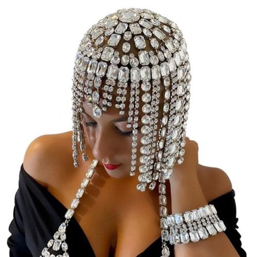Fashion big drill headwear European and American personality exaggerated rhinestone hair ornament hair chain women's accessories Hair band