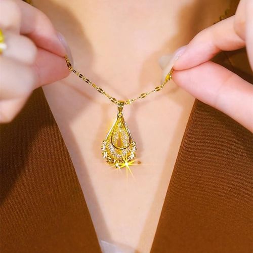 Golden netted peacock tail diamond-studded collar chain necklace - 2025 new style fashionable pendant accessory