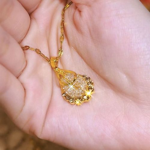 Golden netted peacock tail diamond-studded collar chain necklace - 2025 new style fashionable pendant accessory