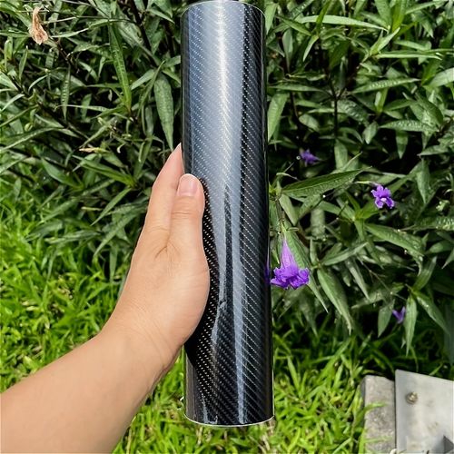 1 roll 19.69 inches x 59.84 inches 6D High Gloss Black Carbon Fiber Coated Bubble-Free Air Release Car Wrap Film, DIY Car Sticker, Durable PVC Material, Car Exterior Styling