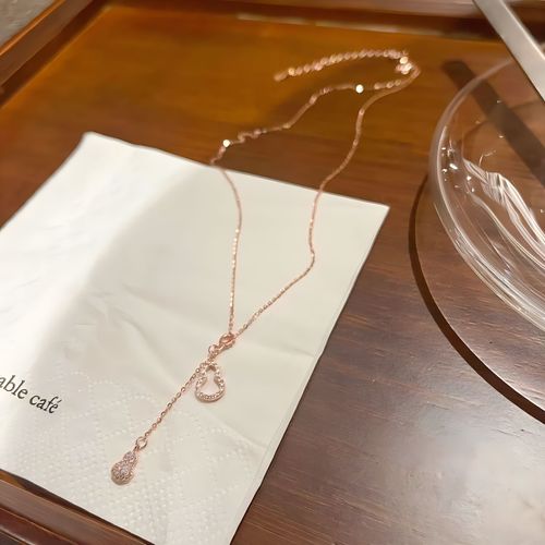 Fu Lu Shuang Quan Double Gourd Necklace Female ins Light Luxury High-end Temperament Tassel Clavicle Necklace
