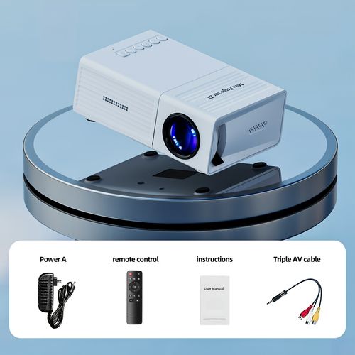 Mini projector, portable video projector, home theater projector, supports mobile phone screen projection, native resolution 1280x720P, suitable for offices, outdoor camping and other occasions. movie projector