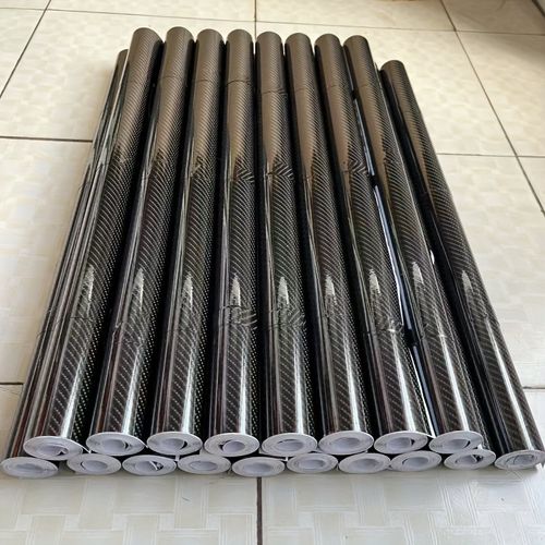 1 roll 19.69 inches x 59.84 inches 6D High Gloss Black Carbon Fiber Coated Bubble-Free Air Release Car Wrap Film, DIY Car Sticker, Durable PVC Material, Car Exterior Styling