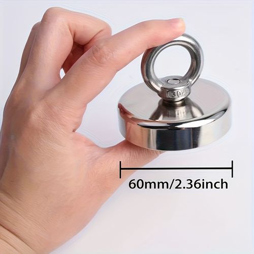 Heavy-Duty Fishing Magnetic Hook Set - Single-Sided Suction Cup, 2.36-Inch Diameter, 393.7-Inch Rope Holder and Hanging Ring, Maximum Pull Force 286.6 lbs