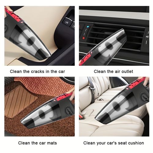 Car vacuum cleaner with five matching accessories for car interior, home and pet cleaning.