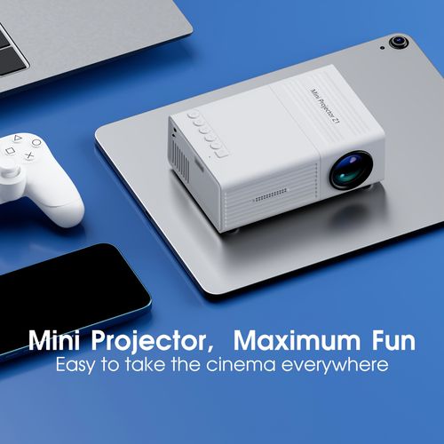 Mini projector, portable video projector, home theater projector, supports mobile phone screen projection, native resolution 1280x720P, suitable for offices, outdoor camping and other occasions. movie projector