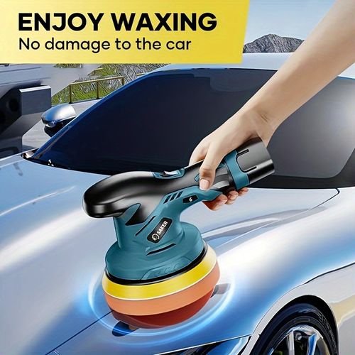 Cordless car polisher, car polishing kit, with battery, 8-speed adjustable, maximum speed 5000 RPM, 5-inch polishing pad with button, suitable for car detailing and scratch removal