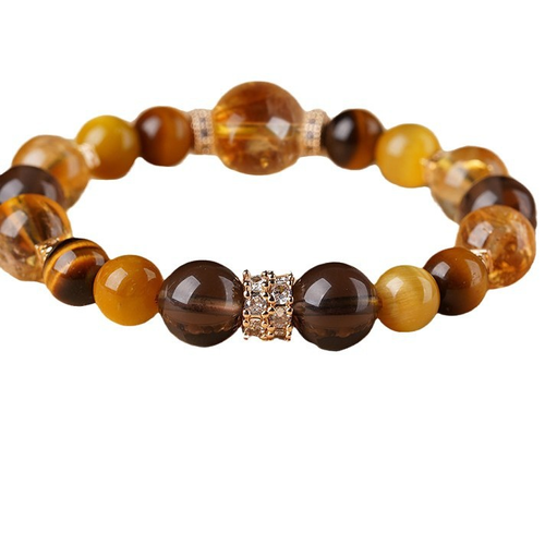 Jinba large comprehensive natural yellow tower crystal men's and women's natal year bracelet, gold tiger's eye crystal bracelet, high-end bracelet