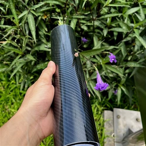 1 roll 19.69 inches x 59.84 inches 6D High Gloss Black Carbon Fiber Coated Bubble-Free Air Release Car Wrap Film, DIY Car Sticker, Durable PVC Material, Car Exterior Styling