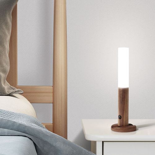 Smart Home LED Wall Lamp Wooden Night Light With Intelligent Body Sensor Rechargeable Indoor Cabinet Lamp for Home Decor