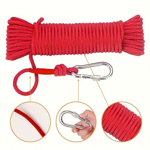 Heavy-Duty Fishing Magnetic Hook Set - Single-Sided Suction Cup, 2.36-Inch Diameter, 393.7-Inch Rope Holder and Hanging Ring, Maximum Pull Force 286.6 lbs
