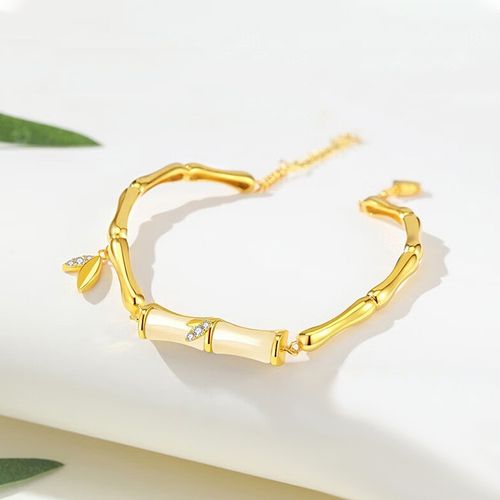 Bamboo Charm Pendant Women's Bracelet Adjustable Simple Bamboo Leaf Charm Pendant Premium Bracelet