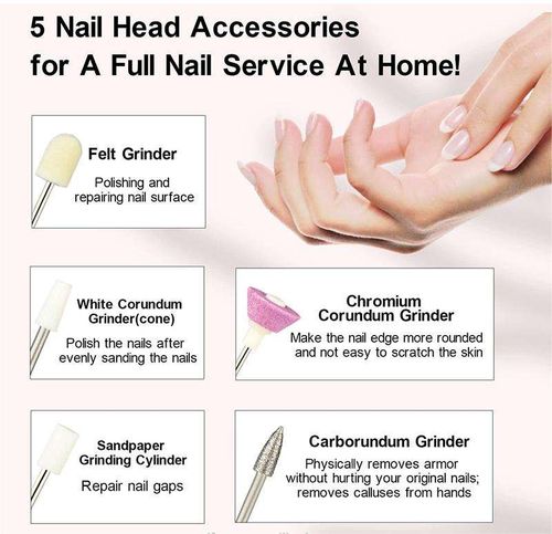 5 in 1 Electric Manicure Machine Nail Drill Mill for Manicure Grooming Kit Polisher Remover