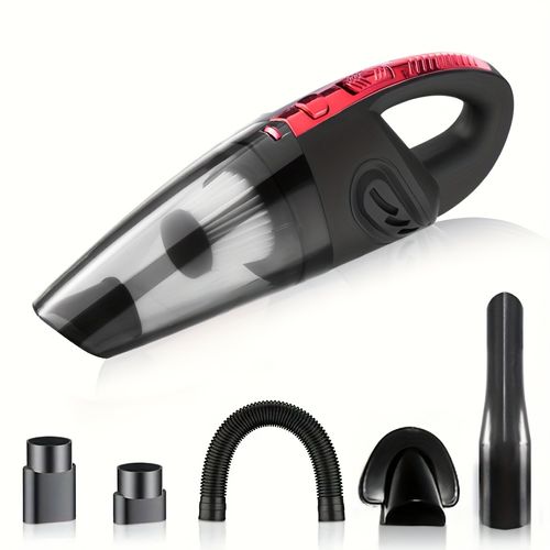 Car vacuum cleaner with five matching accessories for car interior, home and pet cleaning.