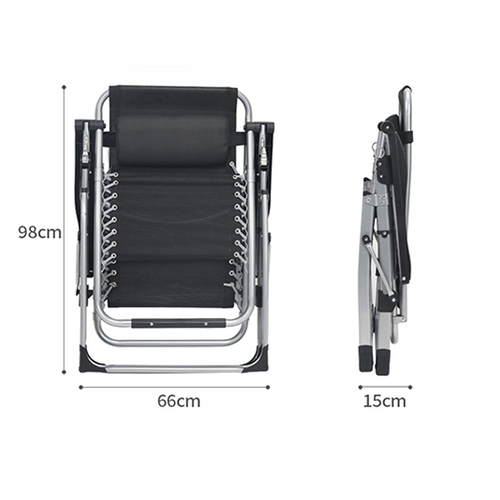 Folding Lazy Chair Black Office Recliner Single Person Foldable Chair Portable Backrest Zero Gravity Reinforced